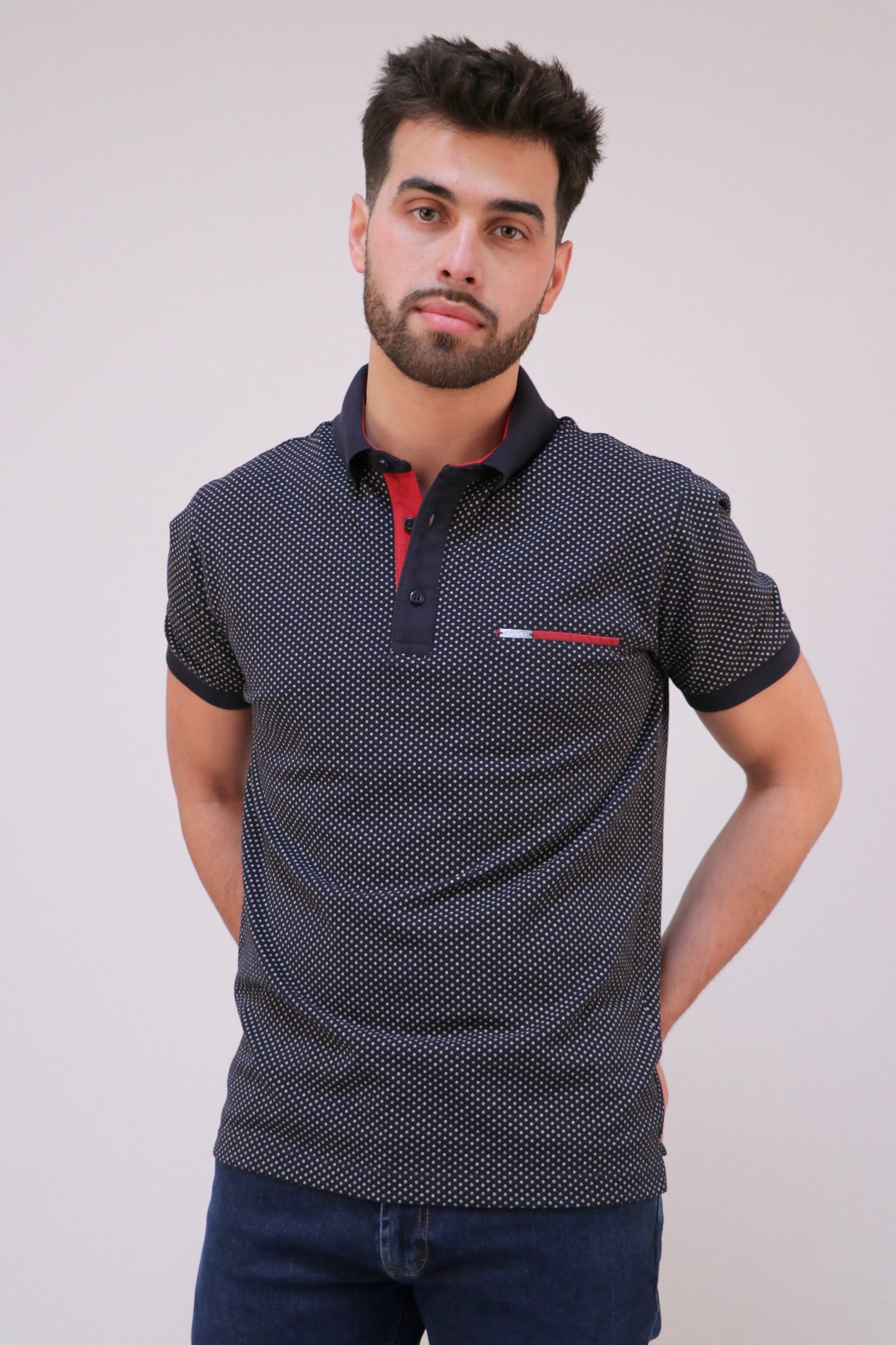 Polo Piqué Estampado Com Pé-Gola