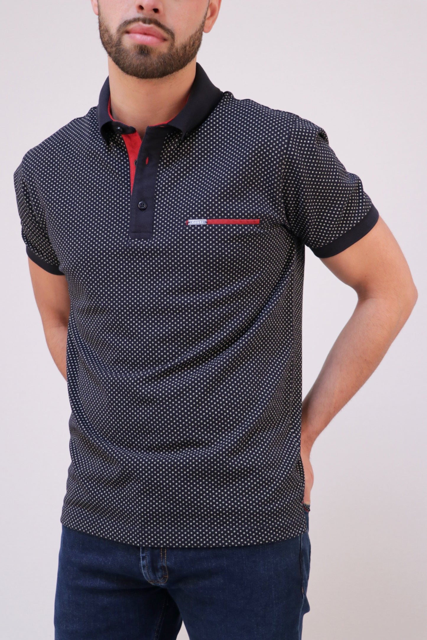 Polo Piqué Estampado Com Pé-Gola