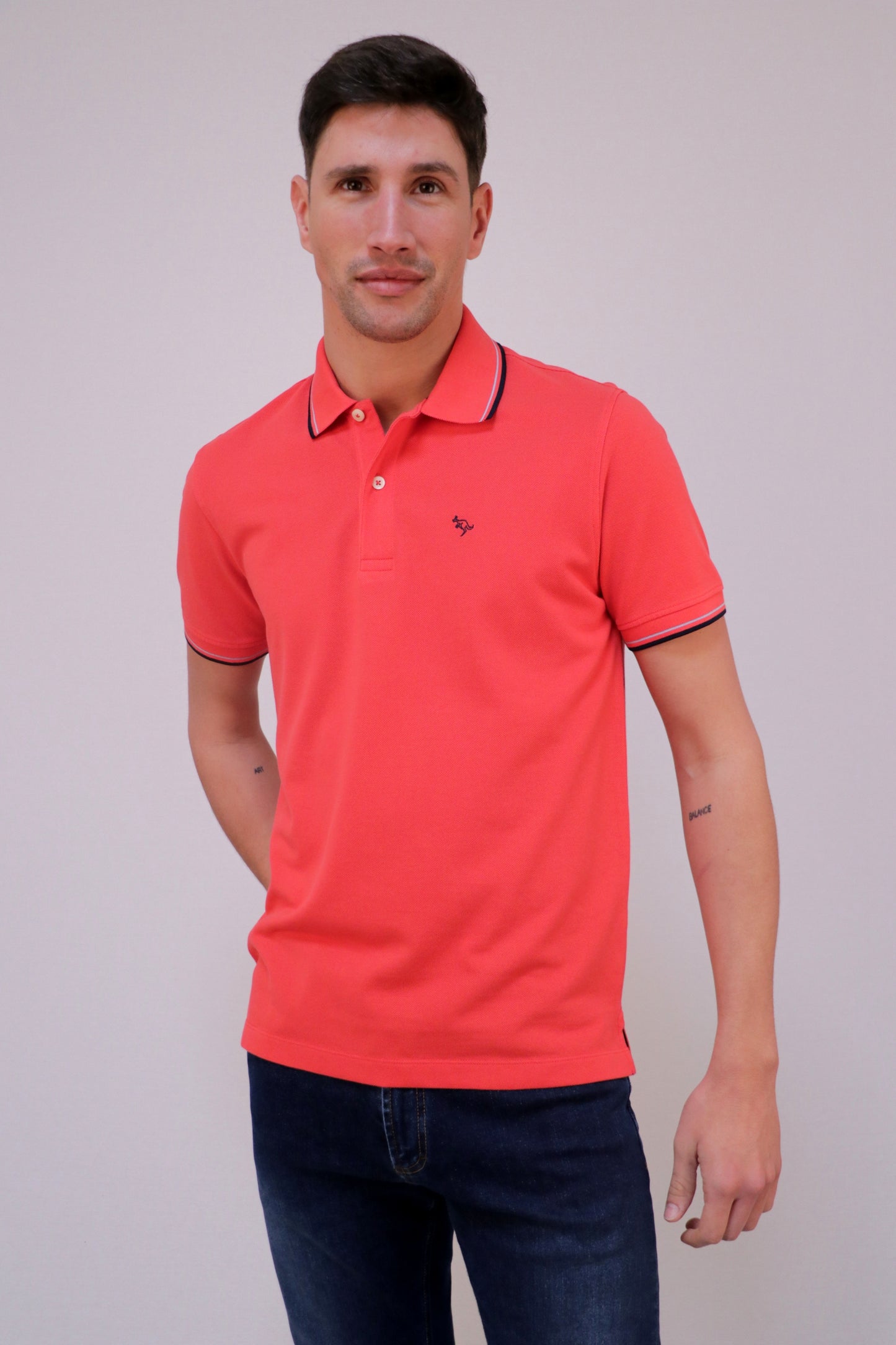 Polo Piqué Gola Com Riscas