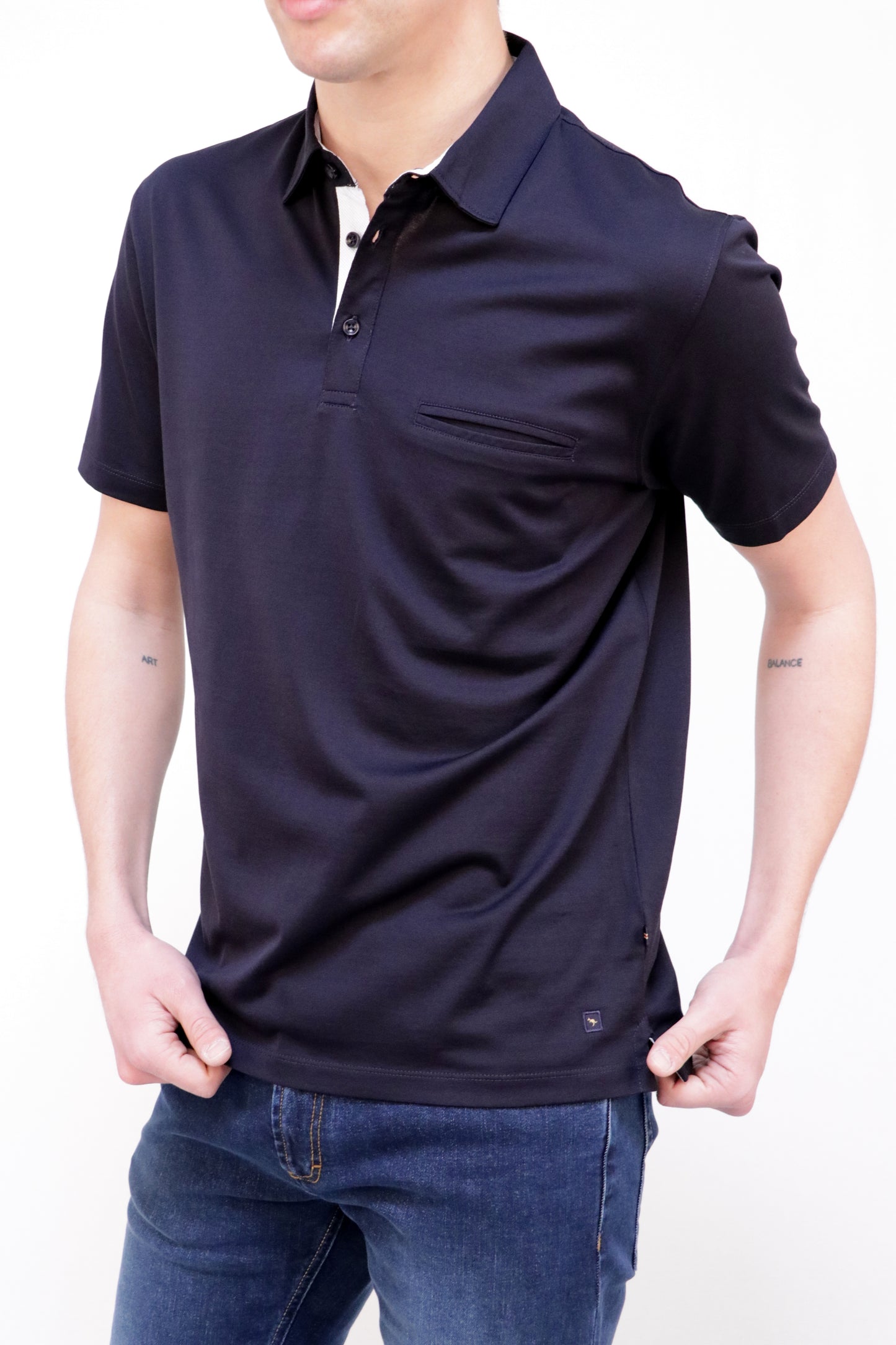 Polo Jersey PGM com Bolso e Colarinho