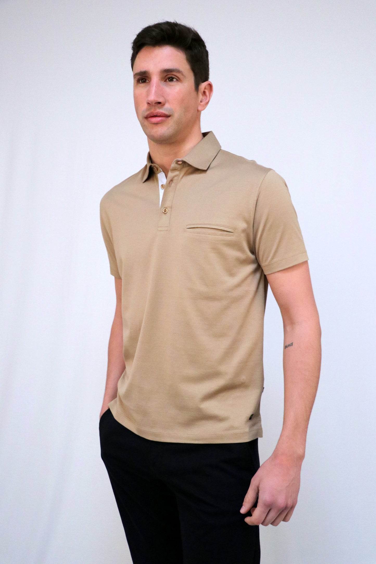 Polo Jersey PGM com Bolso e Colarinho