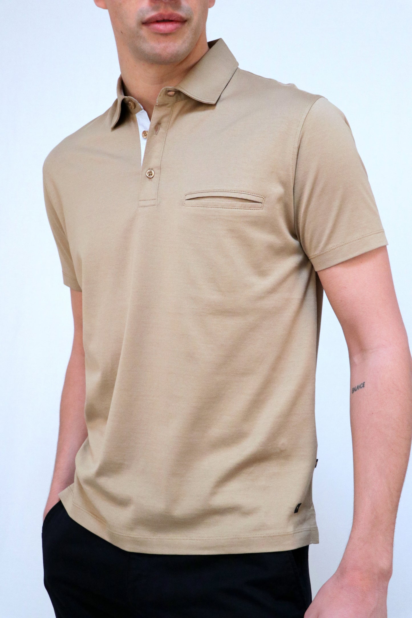 Polo Jersey PGM com Bolso e Colarinho