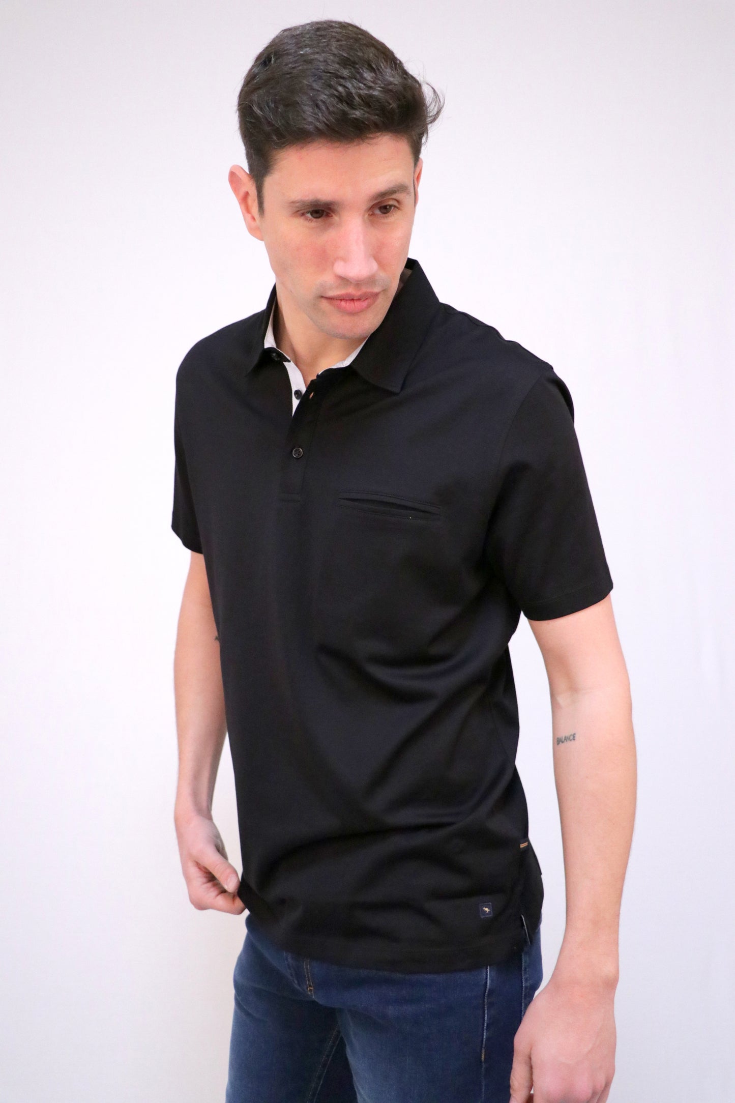 Polo Jersey PGM com Bolso e Colarinho