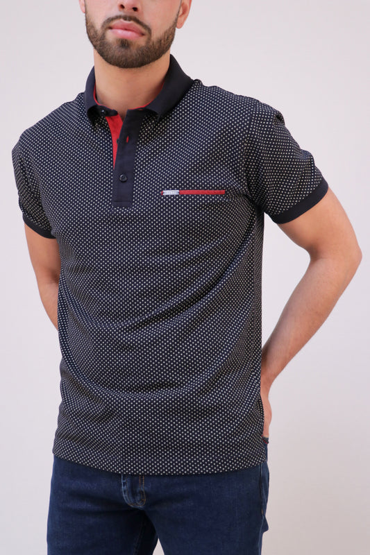 Polo Piqué Estampado Com Pé-Gola