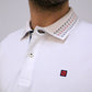 Polo Piqué com Gola e Punhos Risca Jacquard